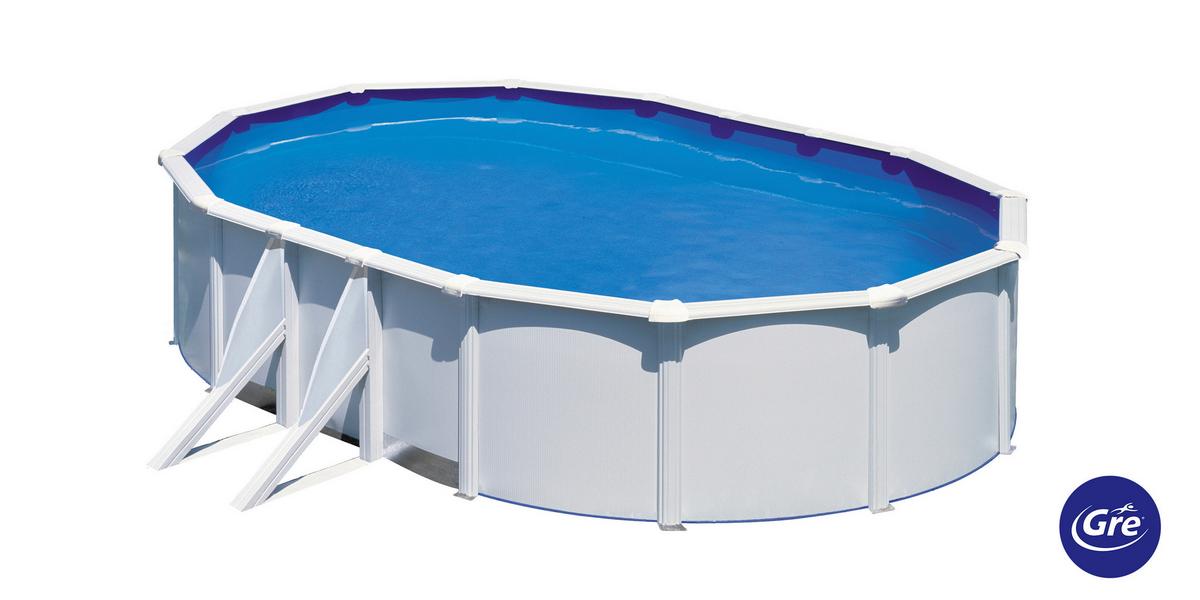 Pool-set Fidji - Weiß, KONVENTIONELL, Metall (610/375/120cm) - Gre