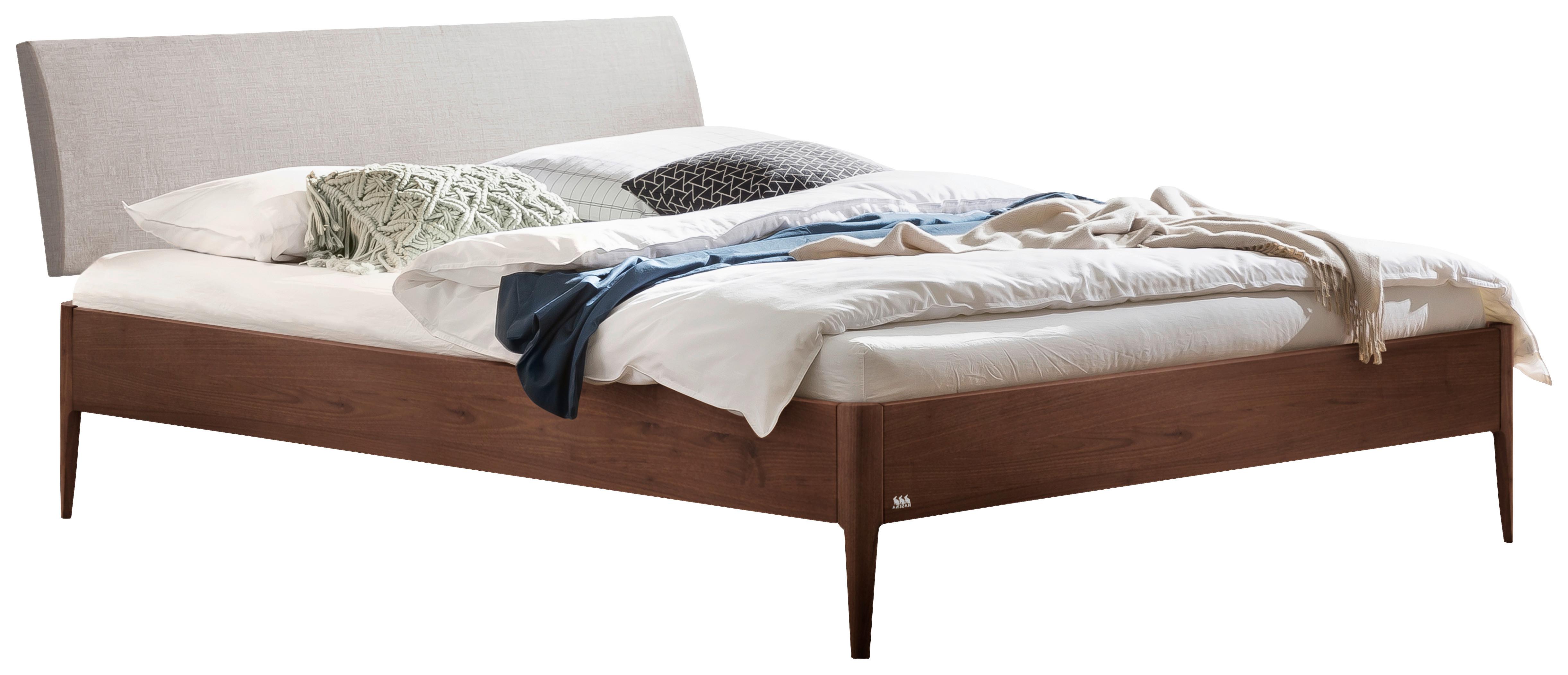 Bett Fanano Nussbaumfarben 140x200 Cm - Nussbaumfarben/Hellgrau, KONVENTIONELL, Holz/Textil (140/200cm) - Hasena