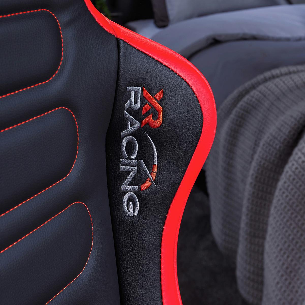 Gamingstuhl Schwarz, Rot B: 63cm - Rot/Schwarz, MODERN, Leder/Holzwerkstoff (63/53/83cm) - X Rocker