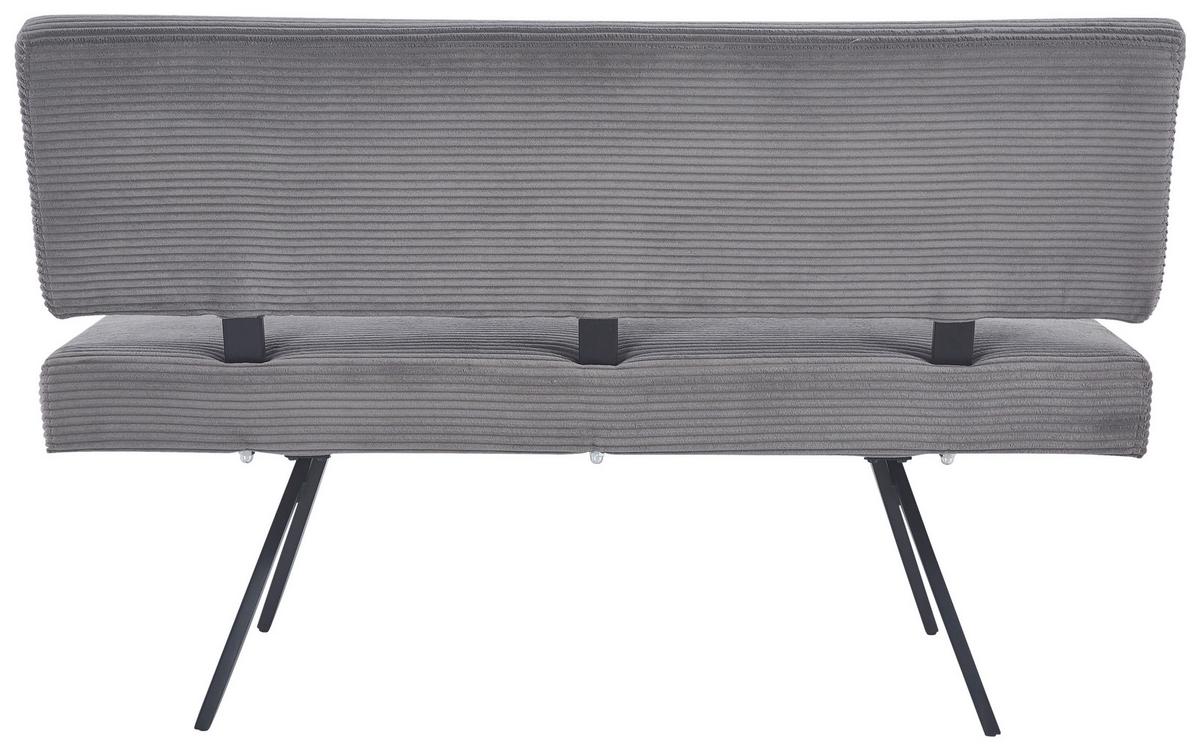 Sitzbank Chios Mit Lehne Cord Dunkelgrau, B: 140 Cm - Dunkelgrau/Schwarz, KONVENTIONELL, Textil/Metall (140/90/62cm) - MID.YOU