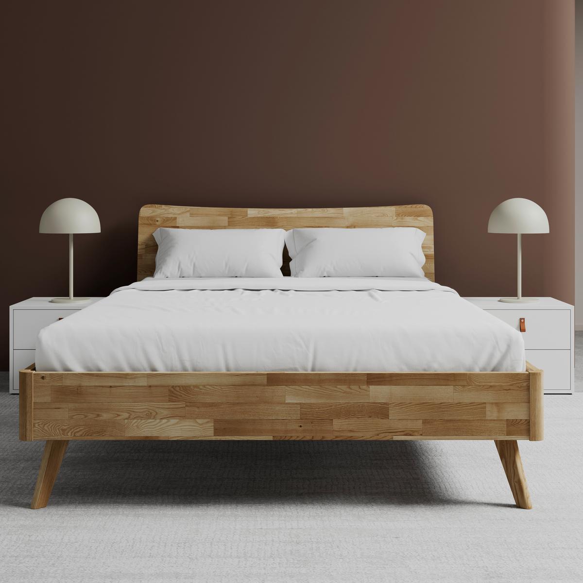 Dřevěná postel DANZIG 140x200 cm, lakovaná - divoký dub, Moderní, dřevo (140/200cm) - Bessagi Home
