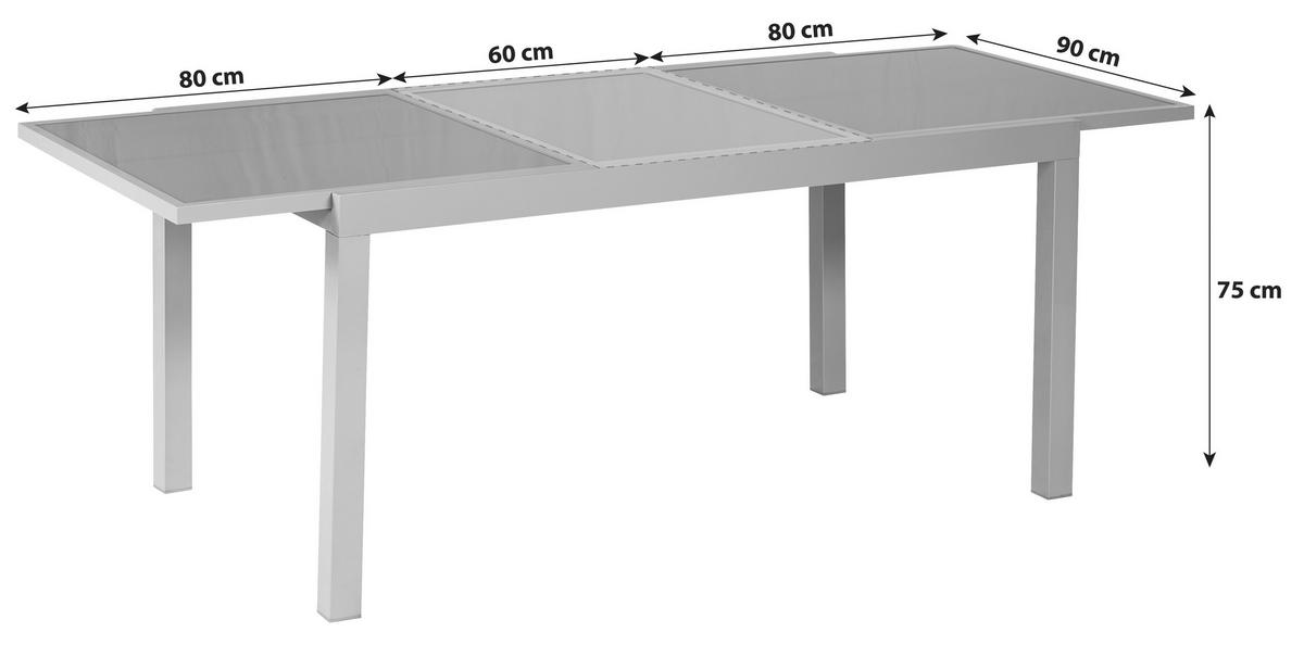 Gartenset 7--Teilig Amalfi aus Aluminium - Silberfarben/Schwarz, MODERN, Textil/Metall - Gardenson