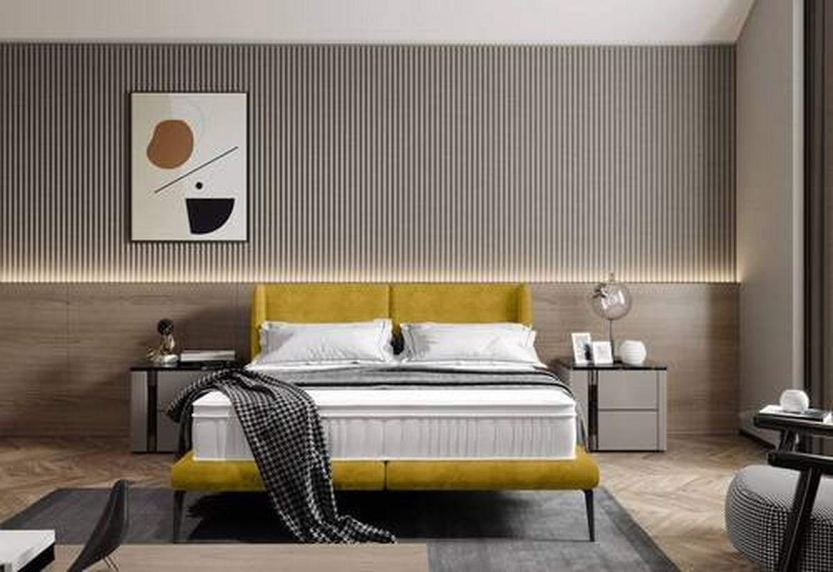 Polsterbett Tessina Sorisso - Gelb/Schwarz, MODERN, Textil (180/200cm) - Livetastic