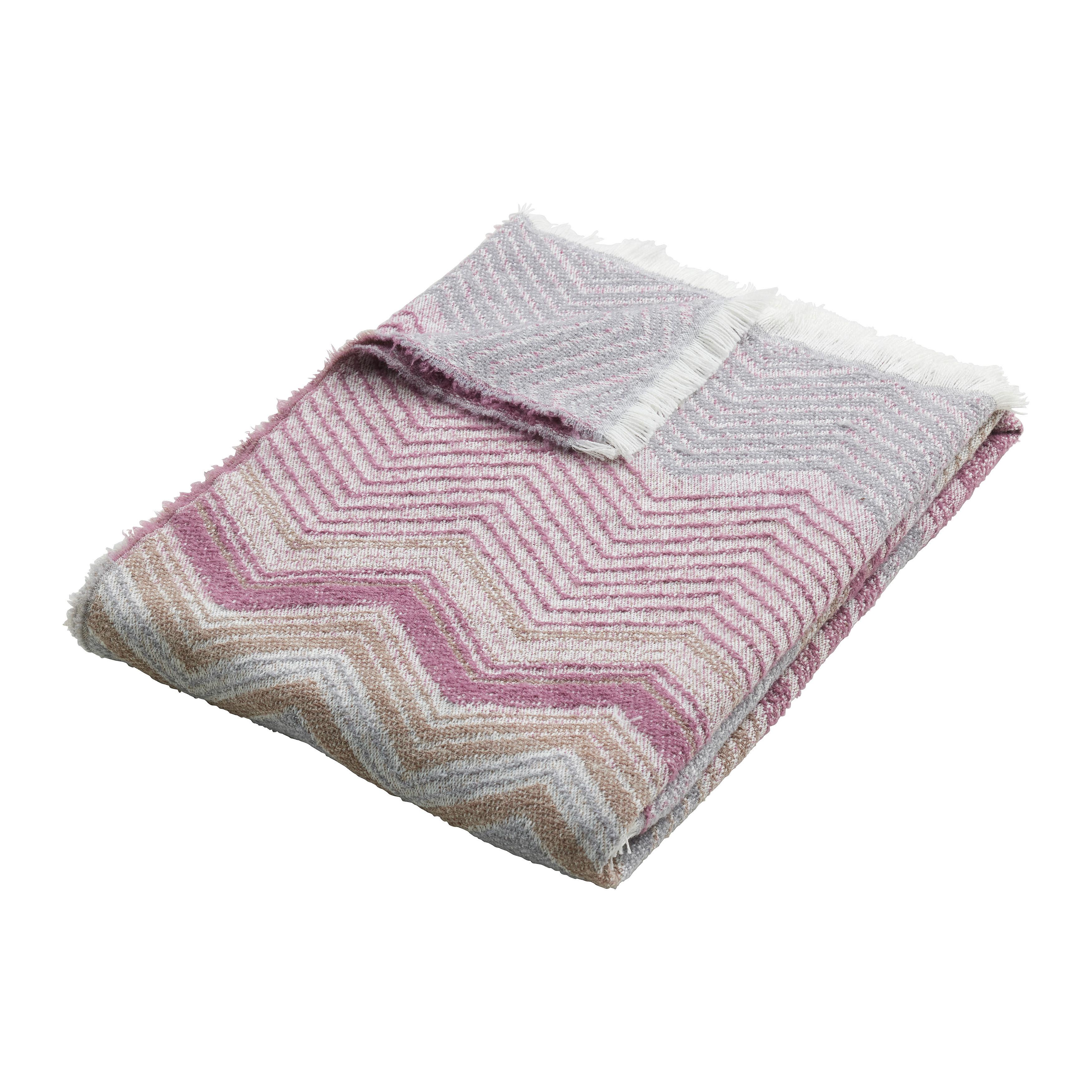 MĚKKÁ DEKA ZICKZACK - bílá/bobulová, Moderní, textil (130/170cm) - Mömax