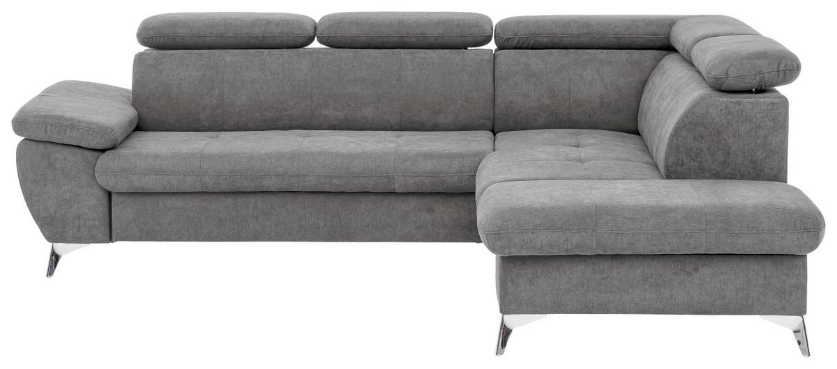 Ecksofa Mit Schlaffunktion Gisele Und Bettkasten Grau - Chromfarben/Grau, KONVENTIONELL, Textil (256/209cm) - Livetastic