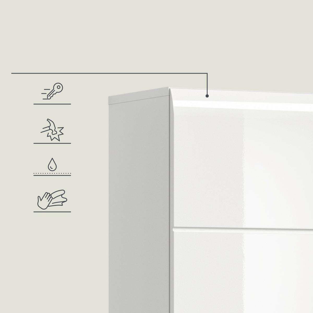 Hochschrank Ice Weiß/weiß Hg B: 30 Cm - Weiß Hochglanz/Weiß, MODERN, Holzwerkstoff (30/185/30cm) - MID.YOU