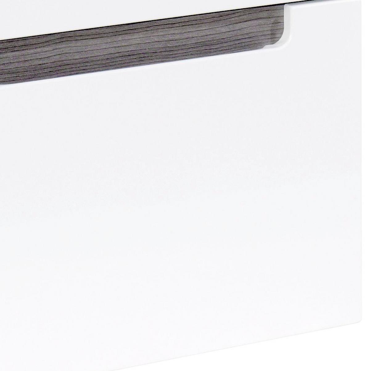 Waschbecken Mit Unterschrank Siena B: 60cm Weiß/eiche Dekor - Weiß/Silbereichenfarben, MODERN, Holzwerkstoff/Stein (60cm) - Held