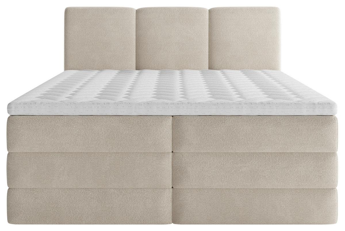 Boxspringbett mit Topper + Bettkasten 160x200 cm Castel - Creme/Schwarz, MODERN, Holz/Holzwerkstoff (160/200cm) - MID.YOU