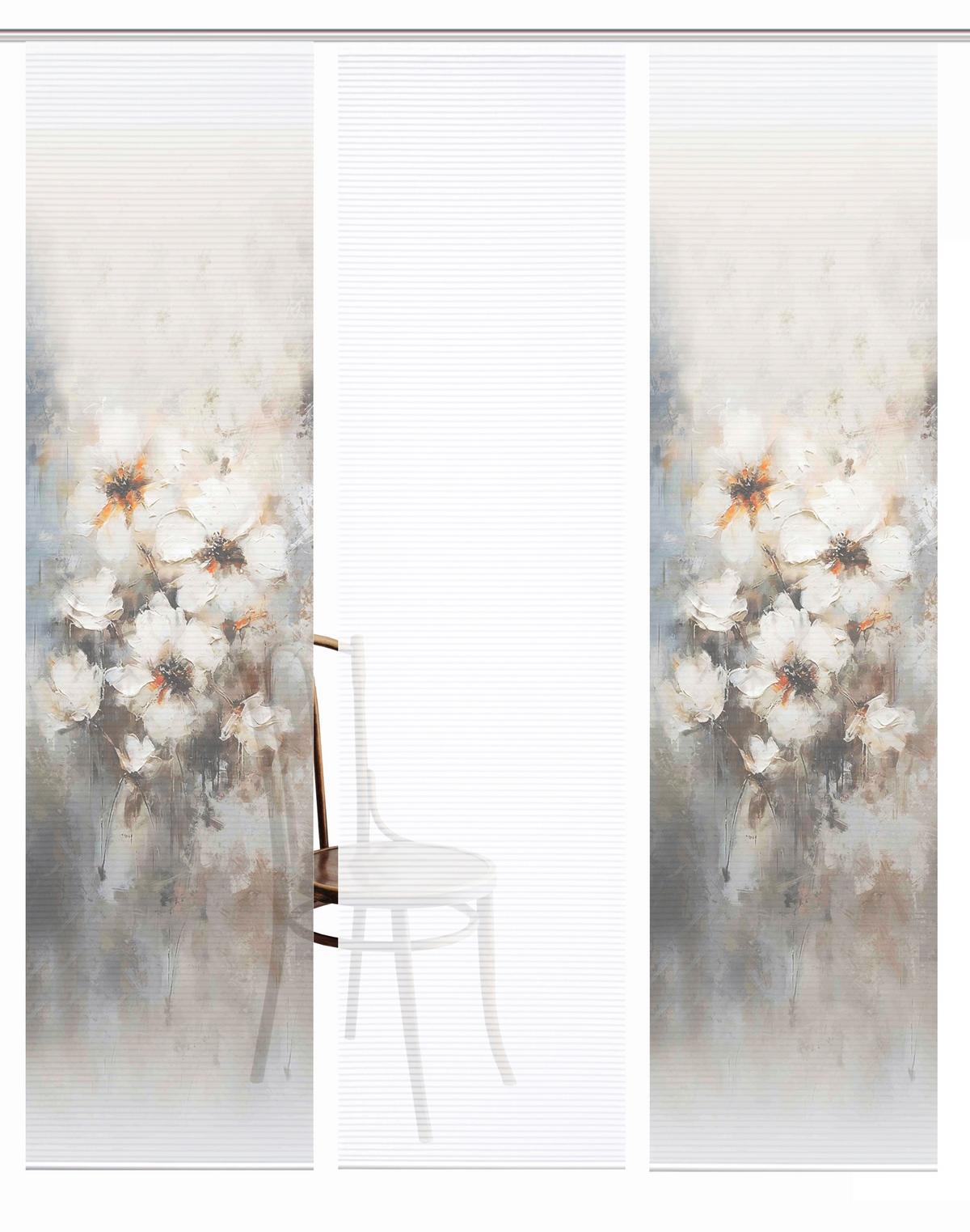 Flächenvorhang Aristea 3er Set - Hellgrau/Naturfarben, Natur, Textil (60/245cm)