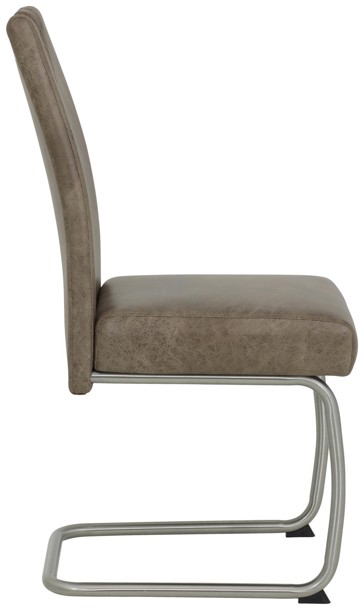 Schwingstuhl Sophia S Schlamm Gepolstert 4er-Set - Edelstahlfarben/Schlammfarben, MODERN, Textil/Metall (43/99/58cm) - MID.YOU