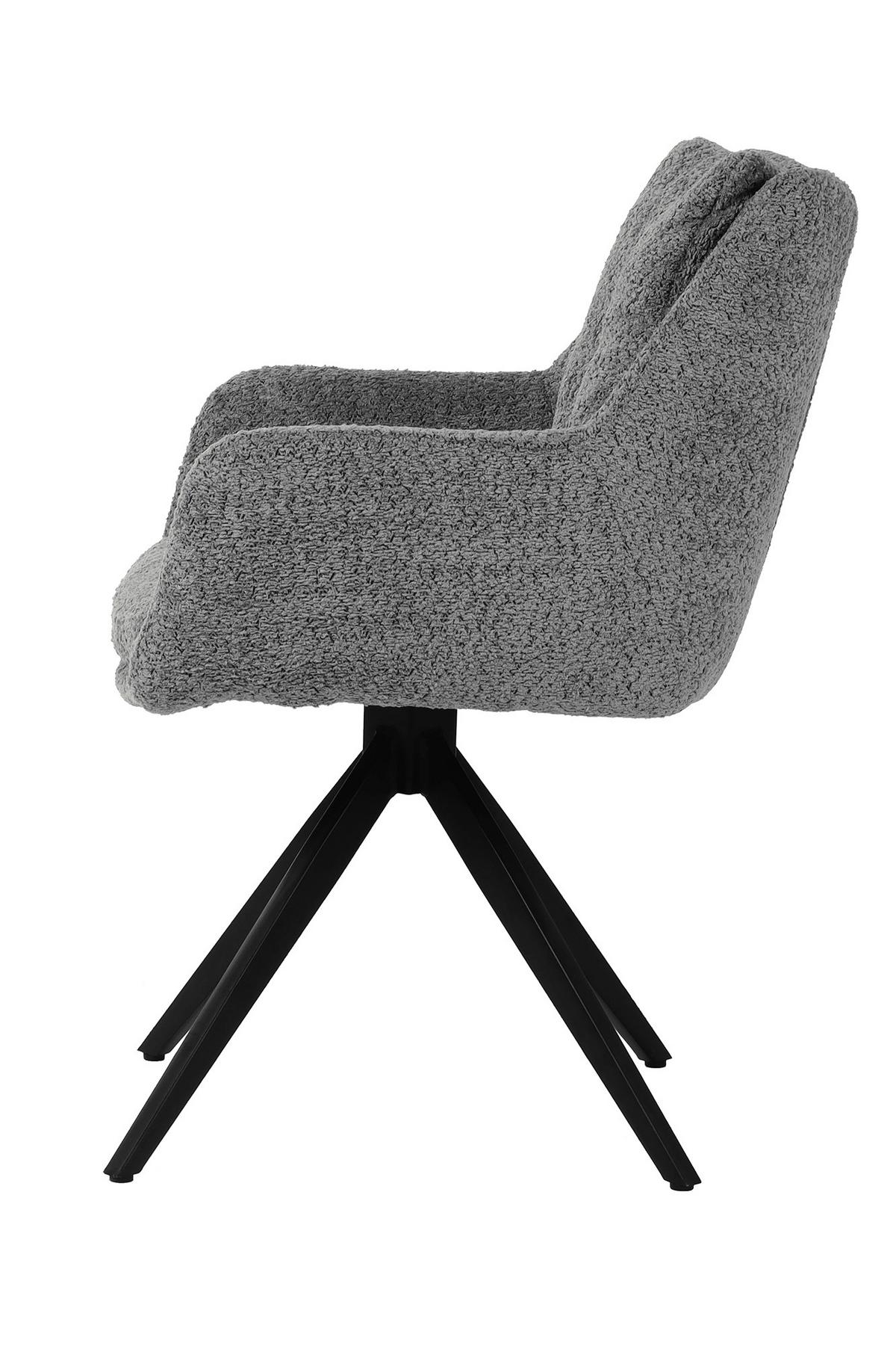 ARMLEHNSTUHL Schwarz/Grau B: 65,5cm - Schwarz/Grau, MODERN, Textil/Metall (65,5/84,5/66cm) - MID.YOU