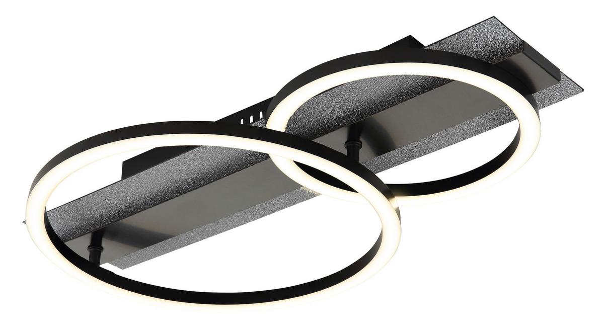 LED-Deckenleuchte 4000k, 30w - Silberfarben/Schwarzchrom, Design, Kunststoff/Metall (48,2/30/8,8cm) - Globo