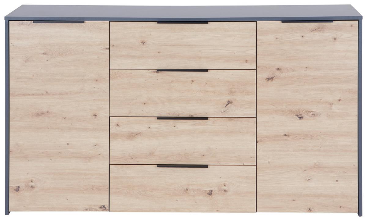KOMODA ALAN 5, antracitová, dub Artisan - černá/antracitová, Moderní, kompozitní dřevo (161/93,4/50cm) - Luca Bessoni