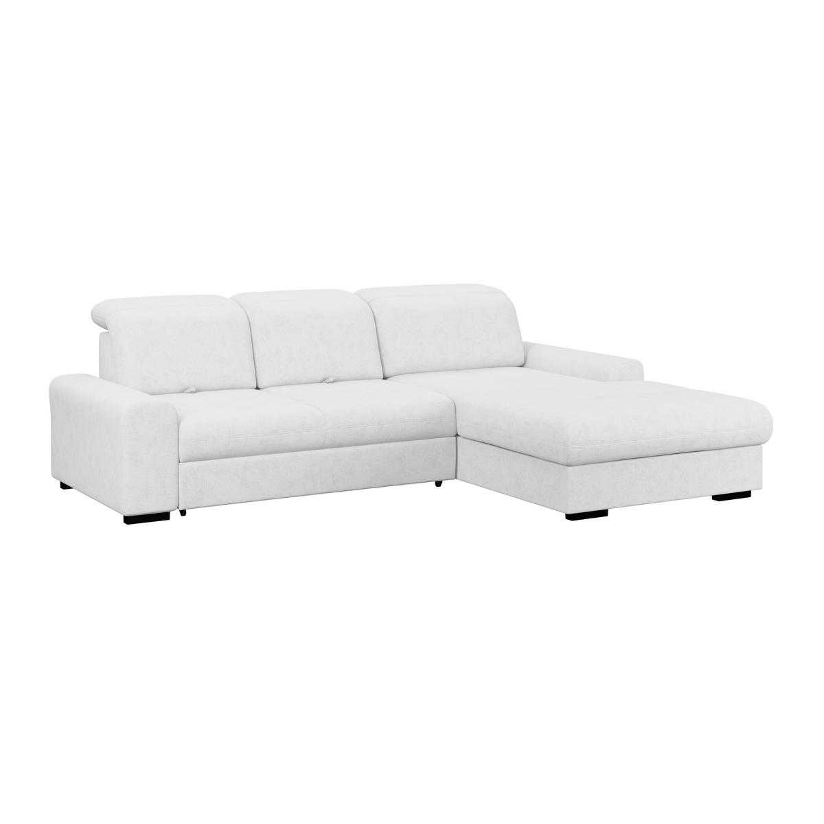 Ecksofa mit Bettfunktion Malaga new Chenille silber - Silberfarben/Schwarz, KONVENTIONELL, Textil (286/203cm) - Ondega