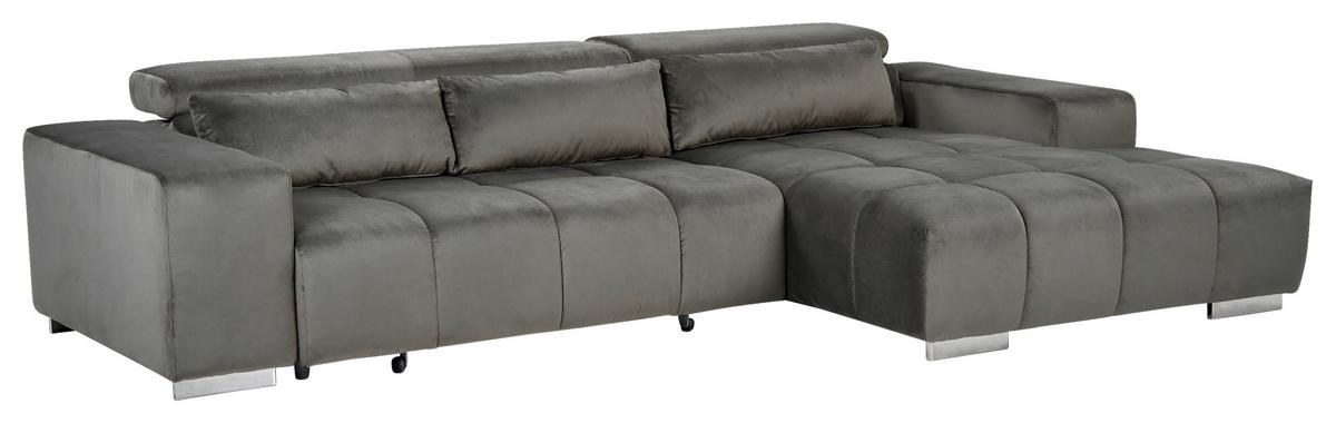 Ecksofa mit Relaxfunktion Orion Kopfstütze Klappbar Anthrazit - Anthrazit/Silberfarben, KONVENTIONELL, Textil (307/186cm) - Livetastic