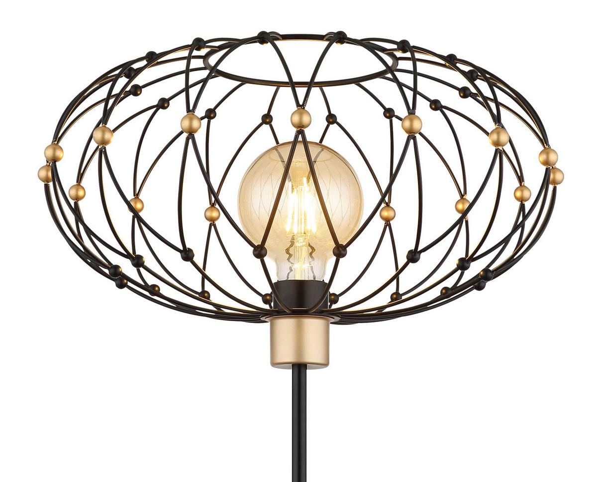 Stehleuchte Greys Schwarz Goldfarben D: 40 cm - Goldfarben/Schwarz, Design, Kunststoff/Metall (40/162cm) - Globo