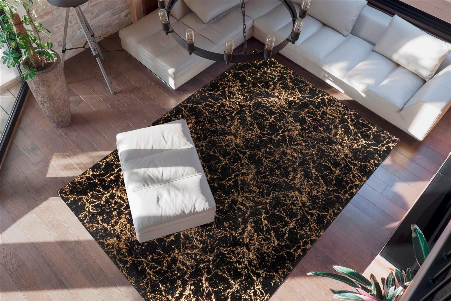 Teppich Bijou 225 Schwarz/Goldfarben, 80x150 cm - Goldfarben/Schwarz, KONVENTIONELL, Textil (80/150cm)