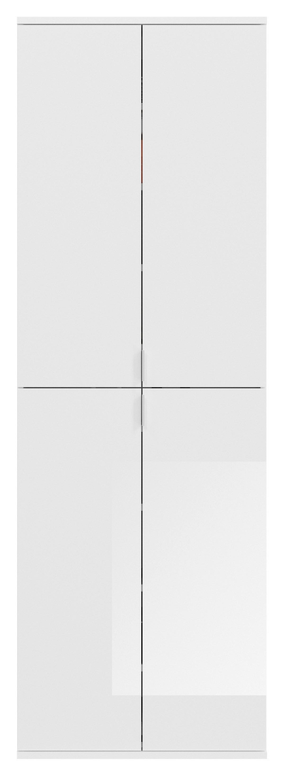 Garderobe Projekt X 4-teilig Weiß/eiche Artisan B: 213 Cm - Weiß Hochglanz, KONVENTIONELL, Holzwerkstoff (213/193/34cm) - MID.YOU
