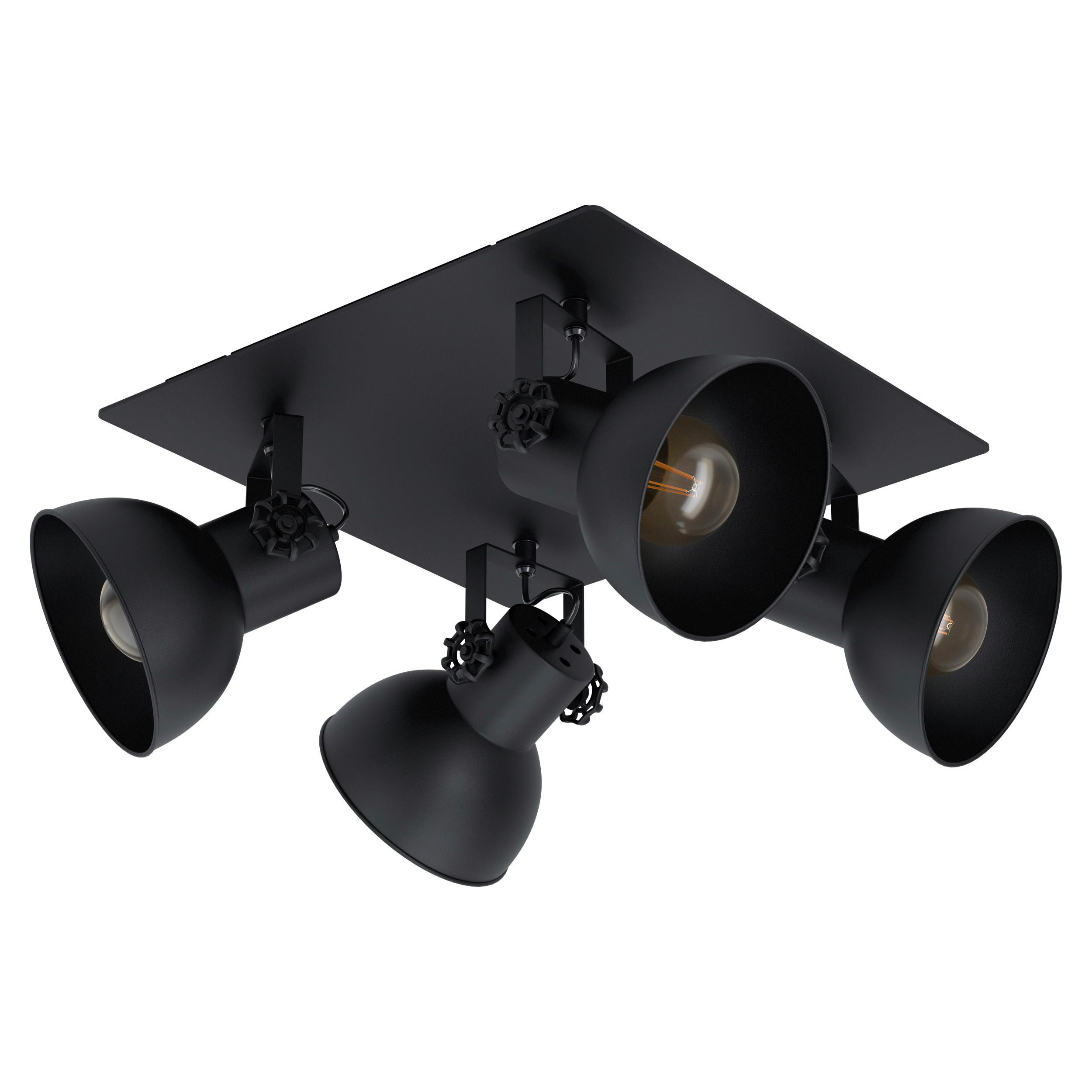 Strahler Barnstaple 4-Flammig verstellbar L: 45 cm - Schwarz, Basics, Holz/Metall (45/45/23,6cm) - Eglo