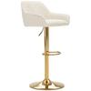 Barhocker Adriano, Samt Creme höhenverstellbar, B: 53,5 cm - Goldfarben/Creme, MODERN, Textil/Metall (53,5/108/53cm) - Livetastic