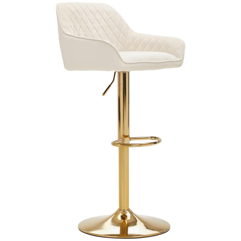 Barhocker Adriano, Samt Creme Höhenverstellbar, B: 53,5 Cm