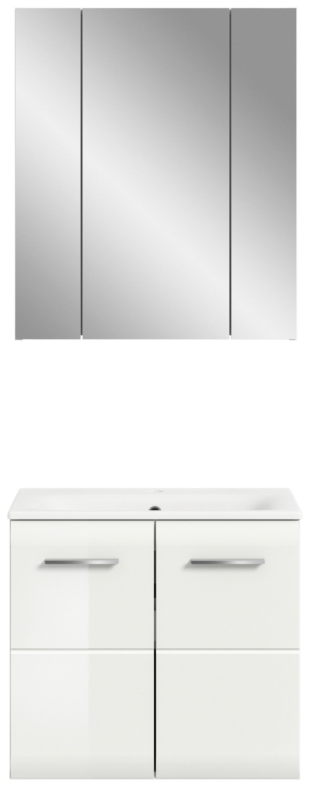 Badezimmer Ice Weiß/Weiß Hg B: 60 cm - Weiß Hochglanz/Weiß, MODERN, Keramik/Holzwerkstoff (60/123/46cm) - MID.YOU