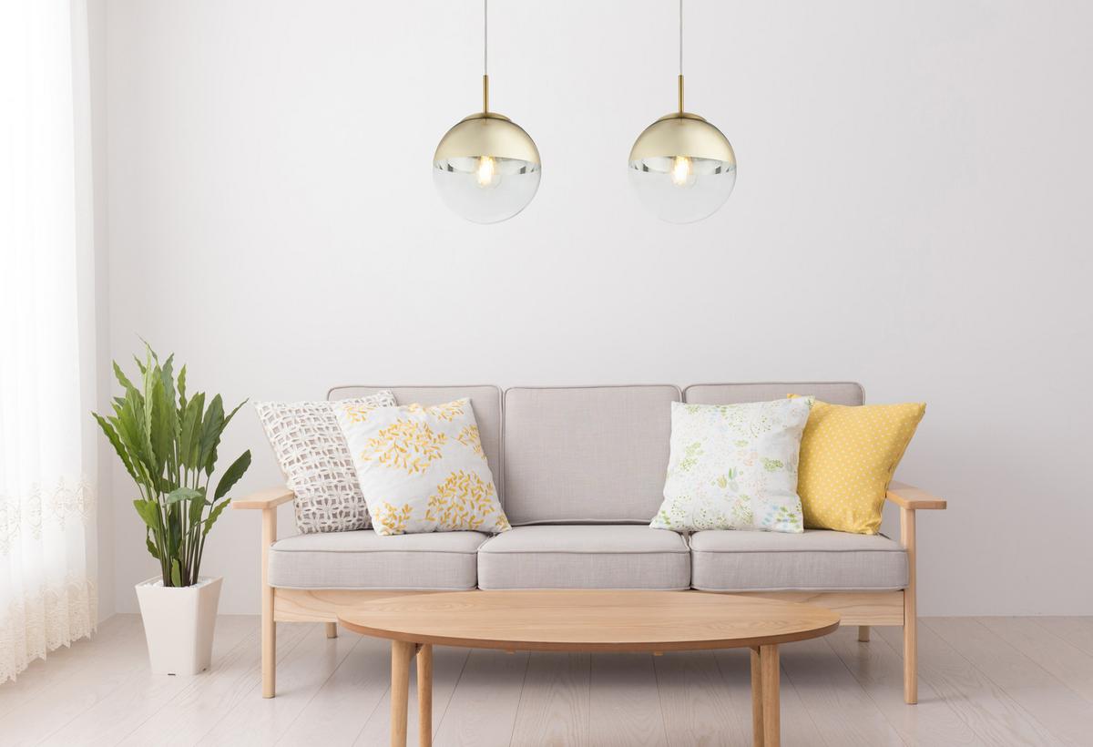 Hängeleuchte H: 120 cm 1-Flammig - Transparent/Goldfarben, Design, Glas/Metall (20/120cm) - Globo