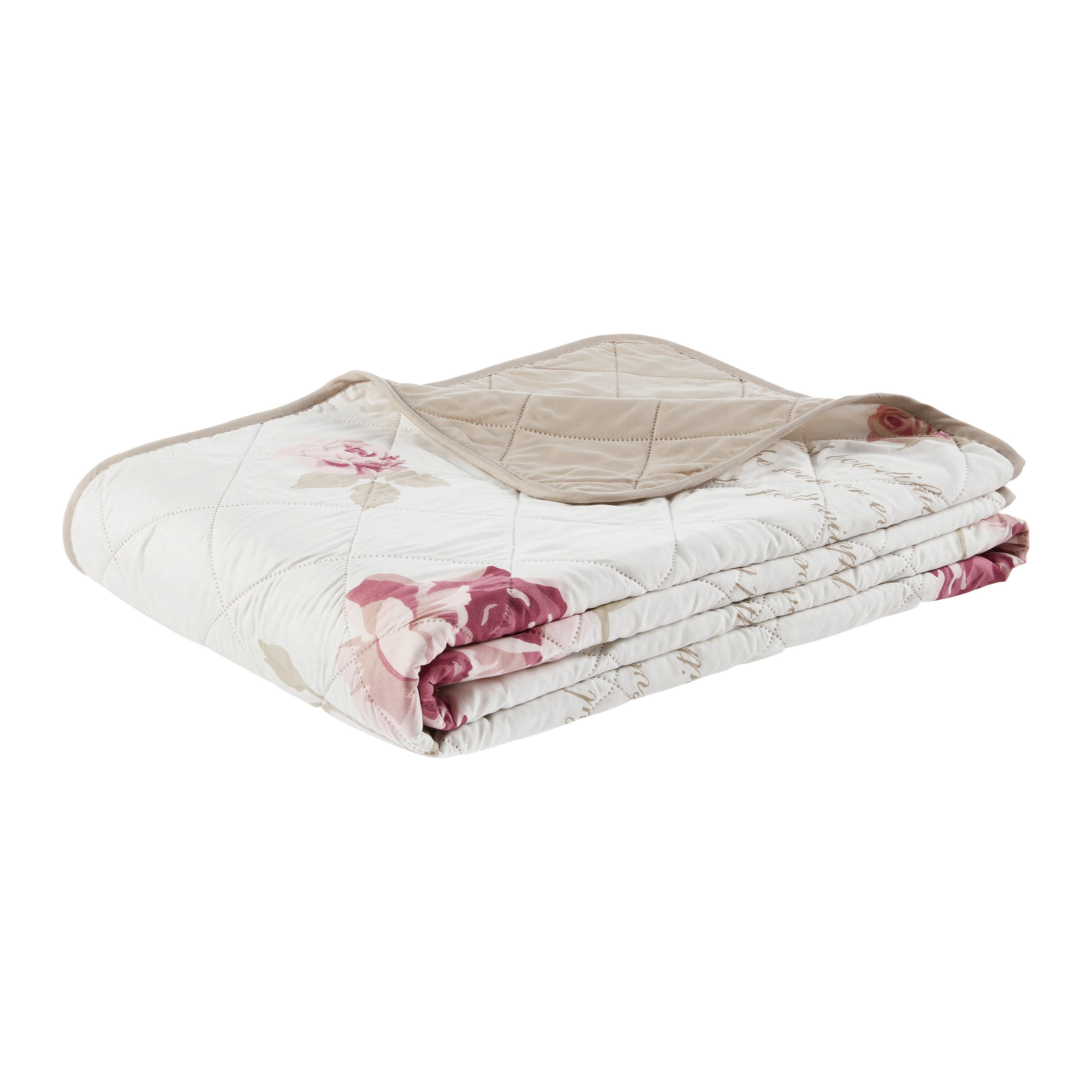 Denní deka Diary Rose, 220/240cm - bílá/růžová, Romantický / Rustikální, textil (220/240cm) - Modern Living