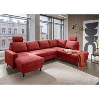 Wohnlandschaft Passione Rot U: 153x305x200 cm - Rot/Schwarz, MODERN, Textil (153/305/200cm) - Livetastic