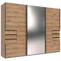Schwebetürenschrank Saigon - Klar/Eichefarben, MODERN, Glas/Holzwerkstoff (270/208/64cm) - MID.YOU