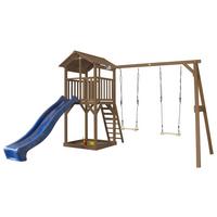 Spielturm Axi Beach Tower Double Swing - Blau/Braun, KONVENTIONELL, Holz (349/242/357cm) - Ambia Garden