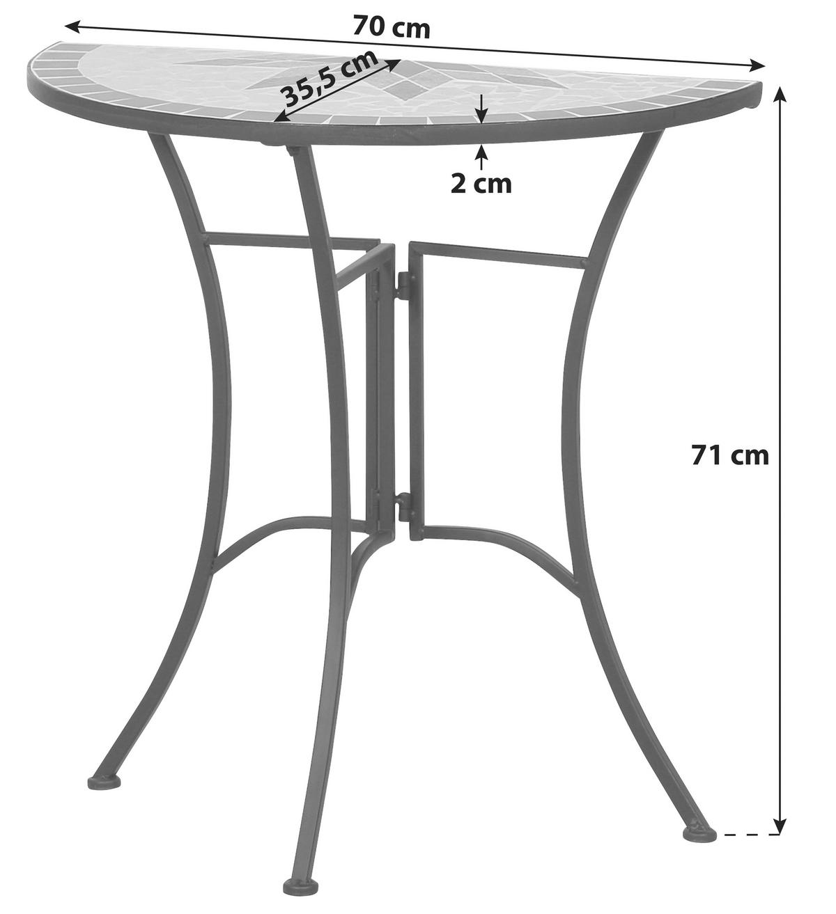 Gartentisch Keramik/Metall L 70 cm - Multicolor/Schwarz, MODERN, Keramik/Metall (70/35,5/71cm) - Siena Garden
