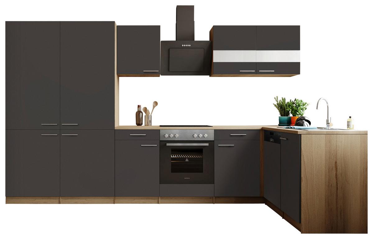 ECKKÜCHE Merle, Grau S: 340x172 cm - Eichefarben/Grau, Trend, Holzwerkstoff (340/172cm) - Respekta