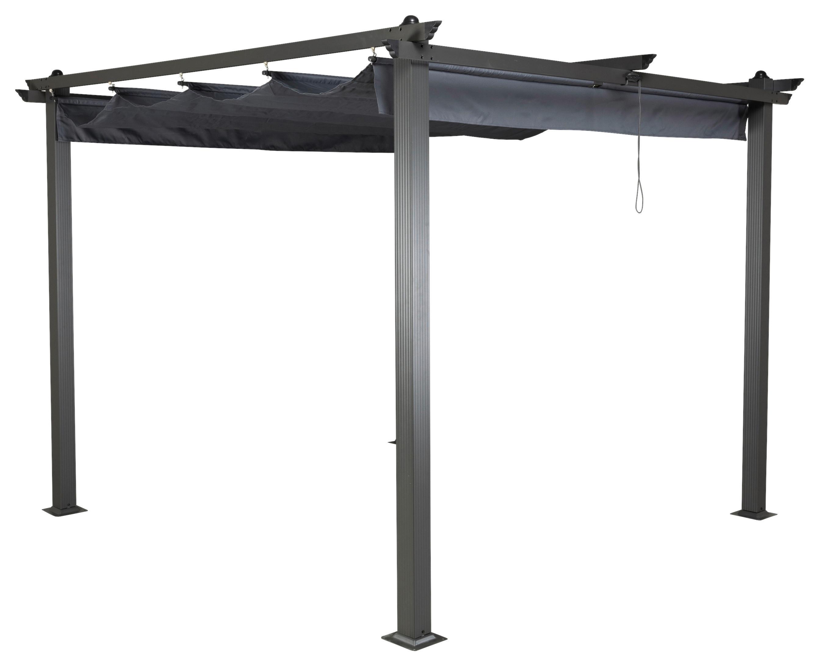 Pavillon Lazio 295x295cm , Gartenpavillon - Dunkelgrau, KONVENTIONELL, Textil/Metall (295/248/295cm) - Gardenson