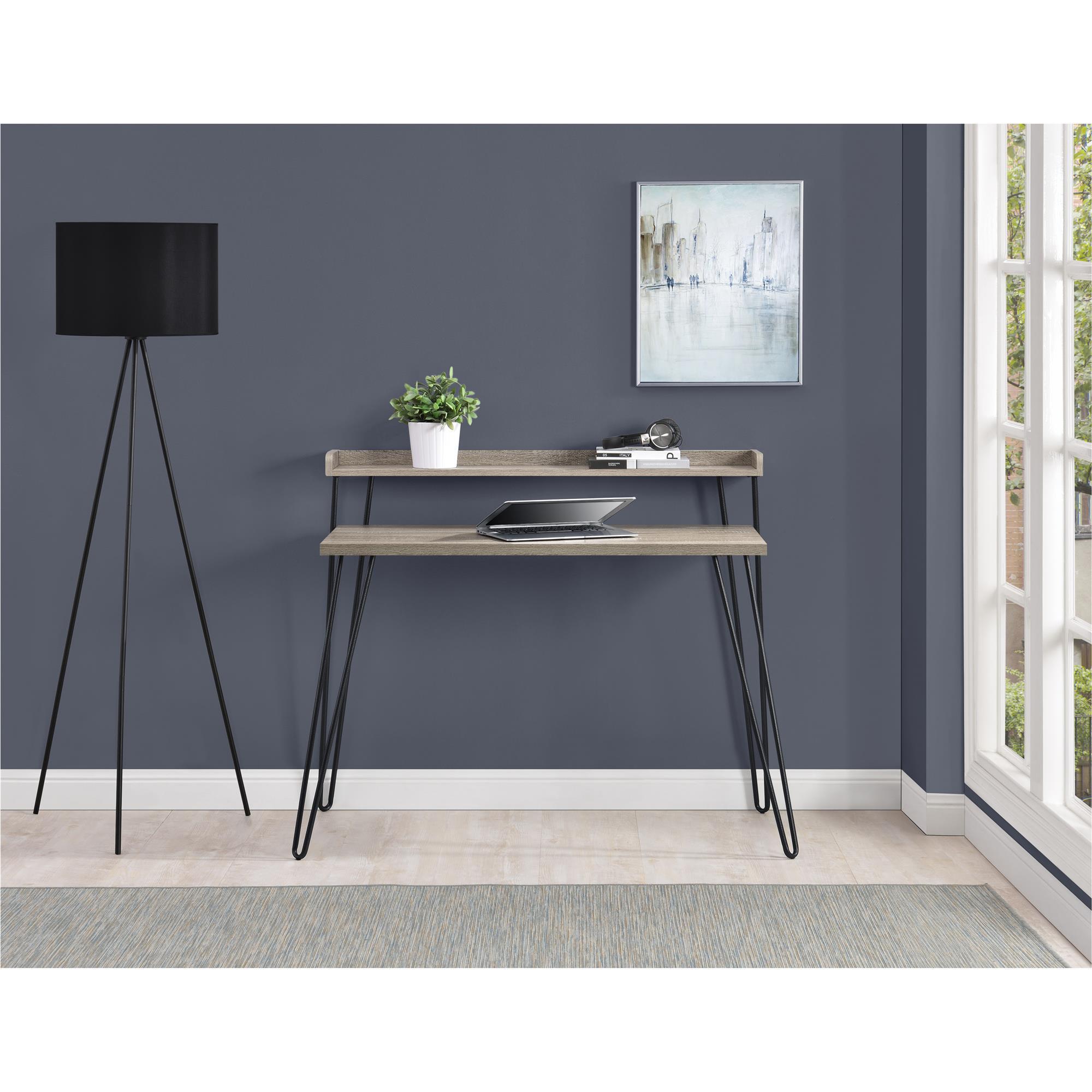 Schreibtisch Haven Grau B: 89 cm - Schwarz/Grau, Design, Papier/Metall (112/89/60cm) - MID.YOU
