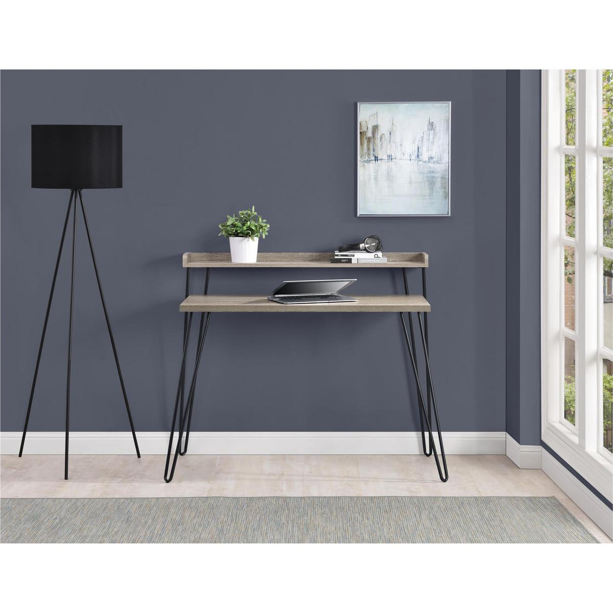 Schreibtisch Haven Grau B: 89 cm - Schwarz/Grau, Design, Papier/Metall (112/89/60cm) - MID.YOU