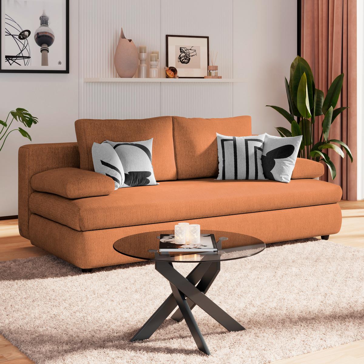 3-Sitzer-Sofa Oslo Mit Schlaffunktion Terra - Terracotta, Trend, Holz/Kunststoff (205/72/100cm)