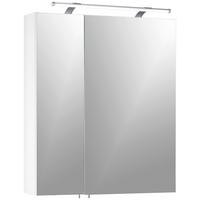 Spiegelschrank Dorina 600 Mit Led 2 Türen, Weiß - Weiß Hochglanz/Weiß, MODERN, Glas/Holzwerkstoff (60/75,7/16cm) - MID.YOU