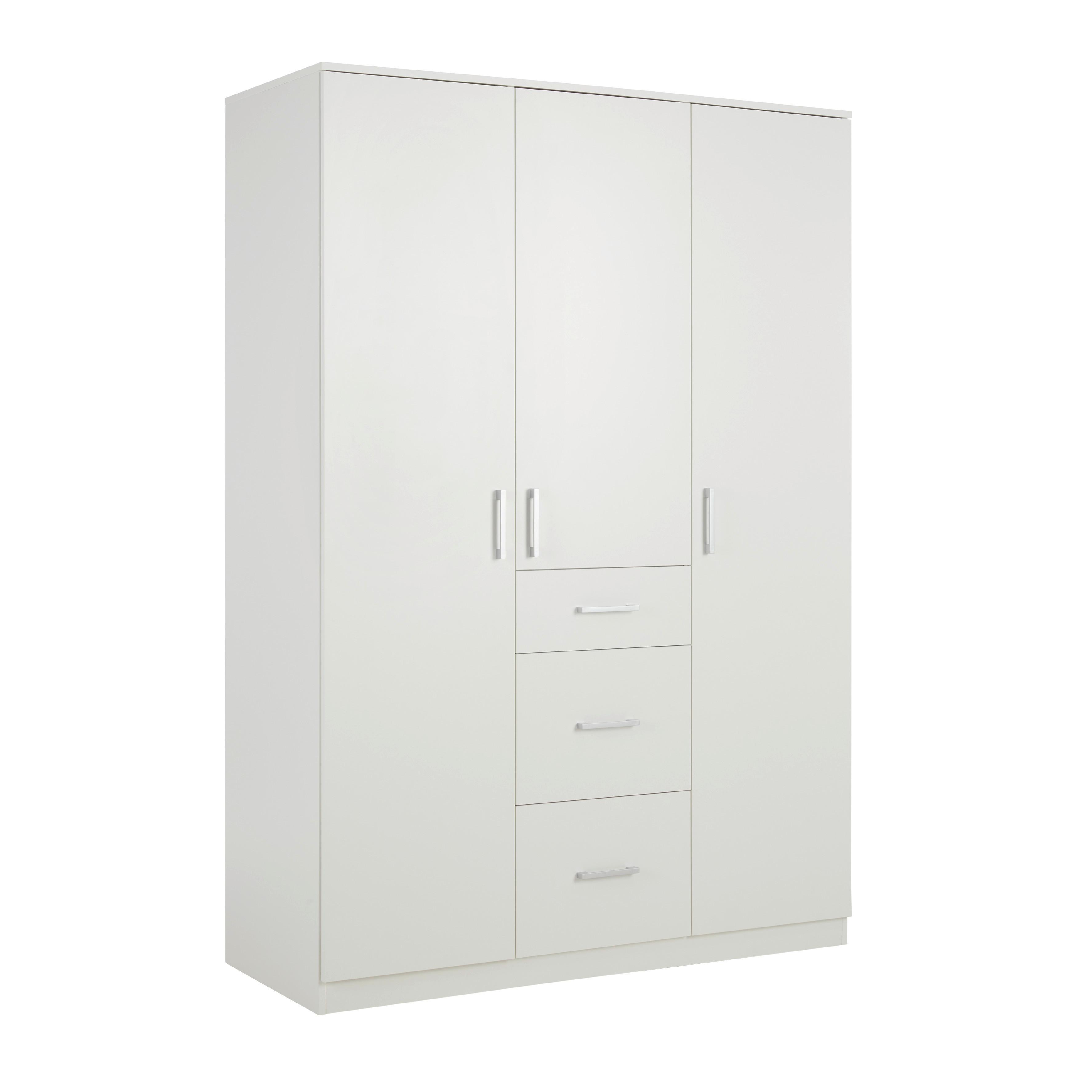 SKRIŇA S OTOČNÝMI DVERAMI LASSE 3T - biela, Konventionell, drevo (135/197/55cm)