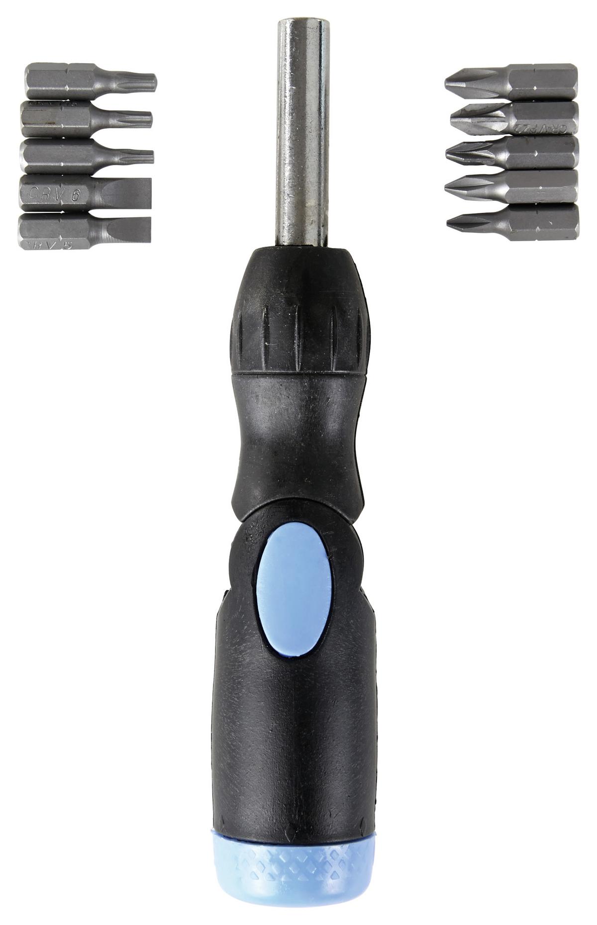 Schraubendreher-set 11-tlg. Mit Bitgarage, Universalhalter - Blau/Silberfarben, KONVENTIONELL, Kunststoff/Metall