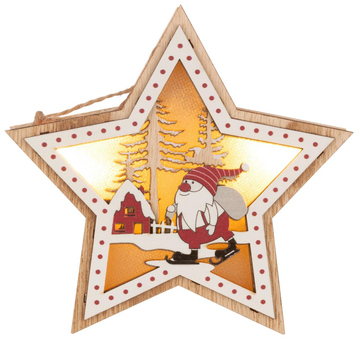 LED-Dekoleuchte Star - Rot/Schwarz, MODERN, Holz/Kunststoff (13,5/12,5/3,5cm) - James Wood
