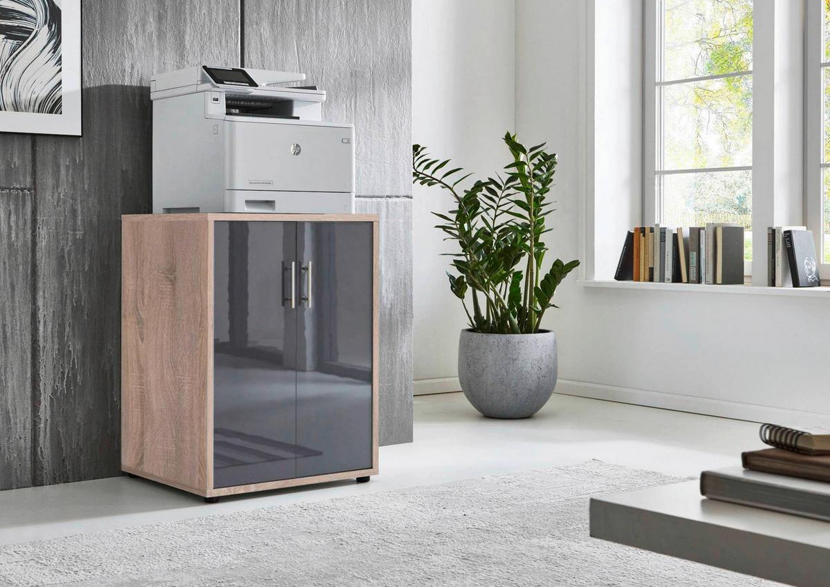 Aktenschrank Office Edition Anthr. Hg/Eiche Dekor B: 54cm - Anthrazit Hochglanz/Sonoma Eiche, MODERN, Holzwerkstoff (54/74/50cm) - MID.YOU