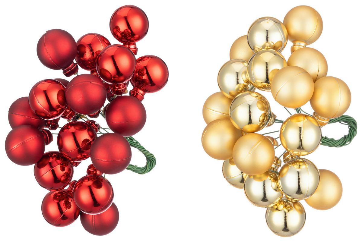 Christbaumkugel Kunststoff Rot/silber/gold Set 24 Stk. - Rot/Silberfarben, KONVENTIONELL, Kunststoff (2cm) - Luca Bessoni