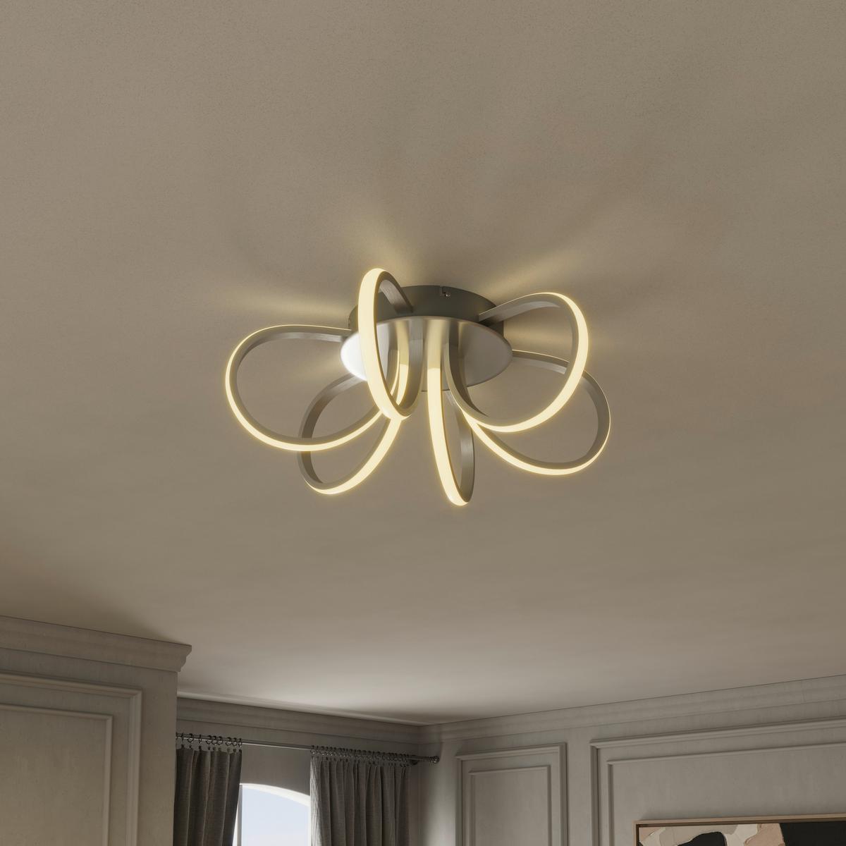 LED-DECKENLEUCHTE CASEY - Silberfarben/Nickelfarben, Basics, Kunststoff/Metall (55l) - Luca Bessoni