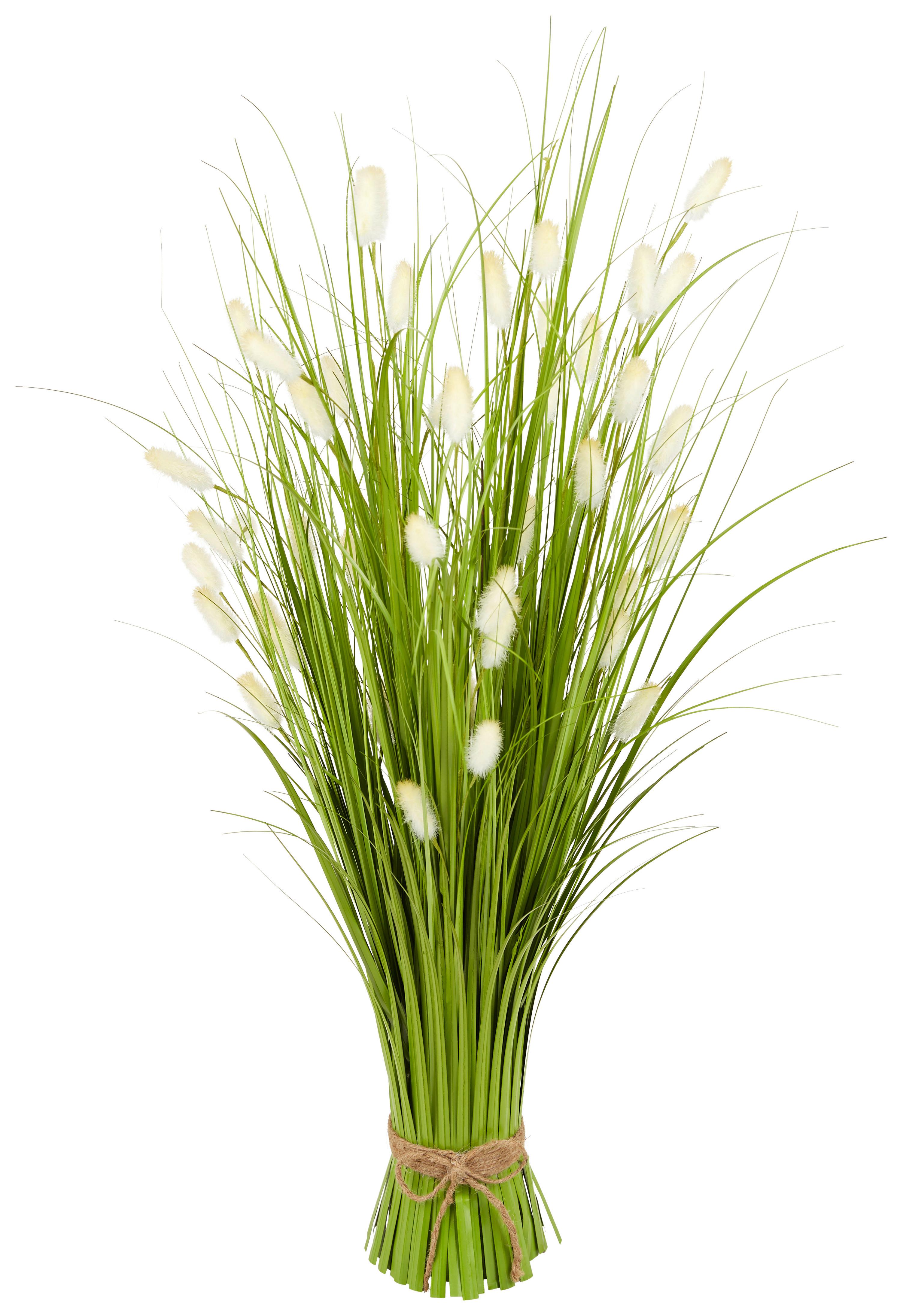 Kunstpflanze Grasbündel Weiß L: 90 cm, Mariette - Weiß/Grün, ROMANTIK / LANDHAUS, Naturmaterialien/Papier (90cm) - Luca Bessoni