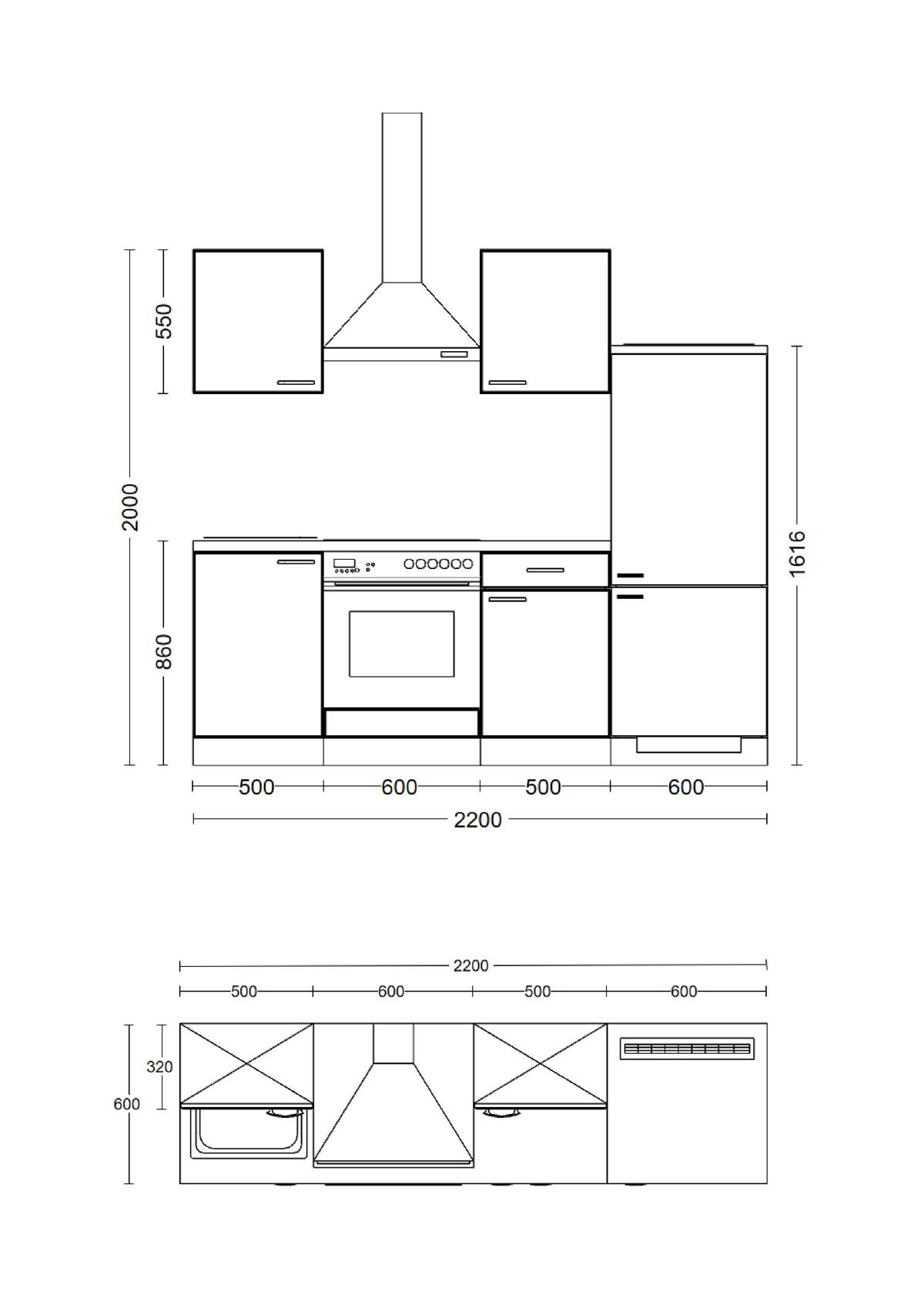 Küchenblock Nepal Sonoma Eiche/Kaschmir B:220cm - Kaschmir/Sonoma Eiche, MODERN, Holzwerkstoff (220cm) - FlexWell