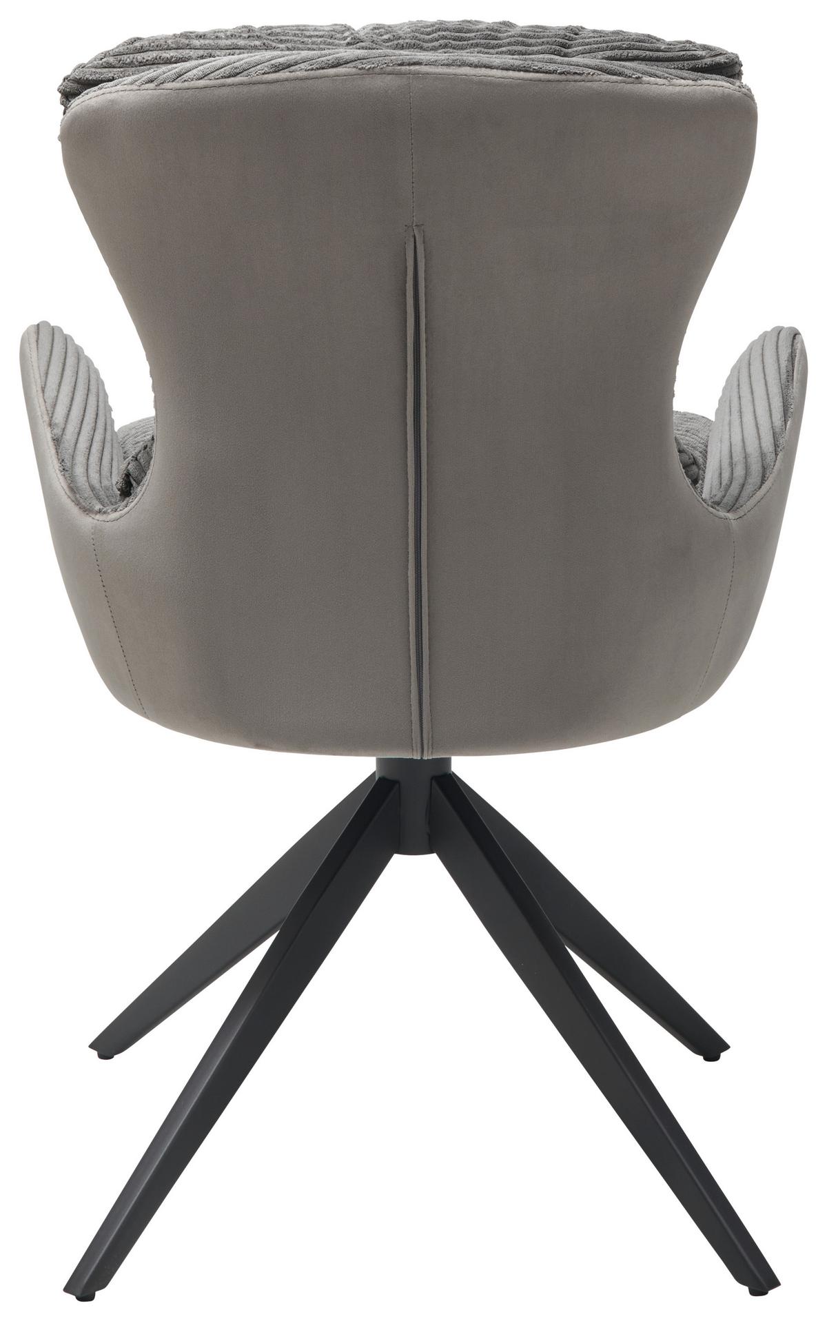 Armlehnstuhl Vanja Grau Gepolstert - Schwarz/Grau, LIFESTYLE, Textil/Metall (58/88/68cm) - MID.YOU