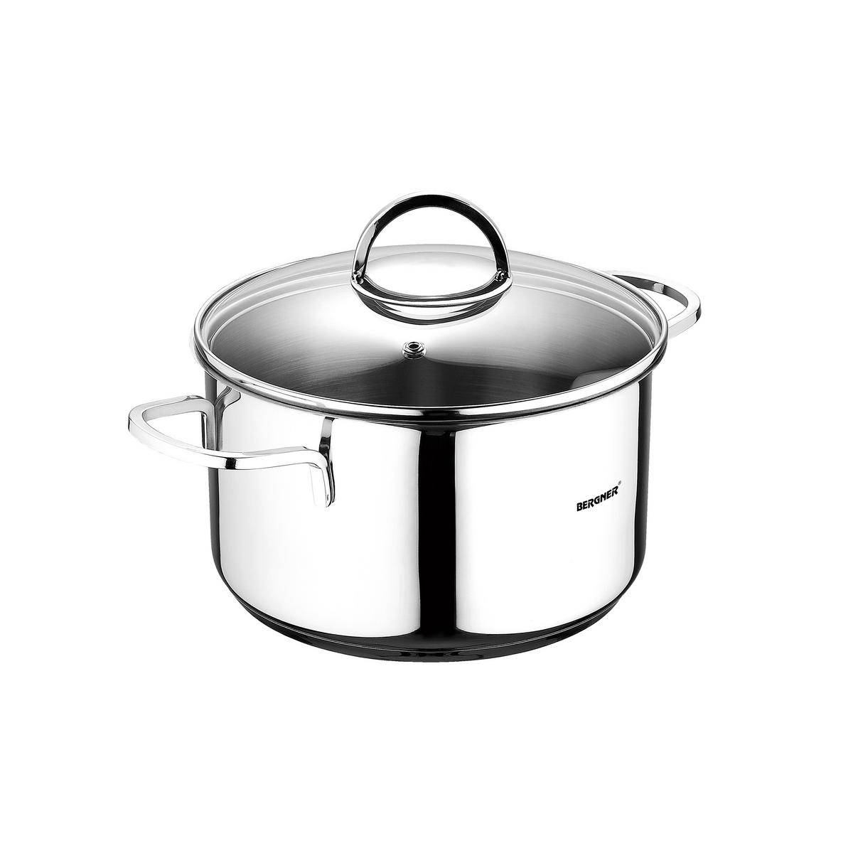 Kochtopfset Edelstahl 6-teilig - Edelstahlfarben/Transparent, Trend, Glas/Metall