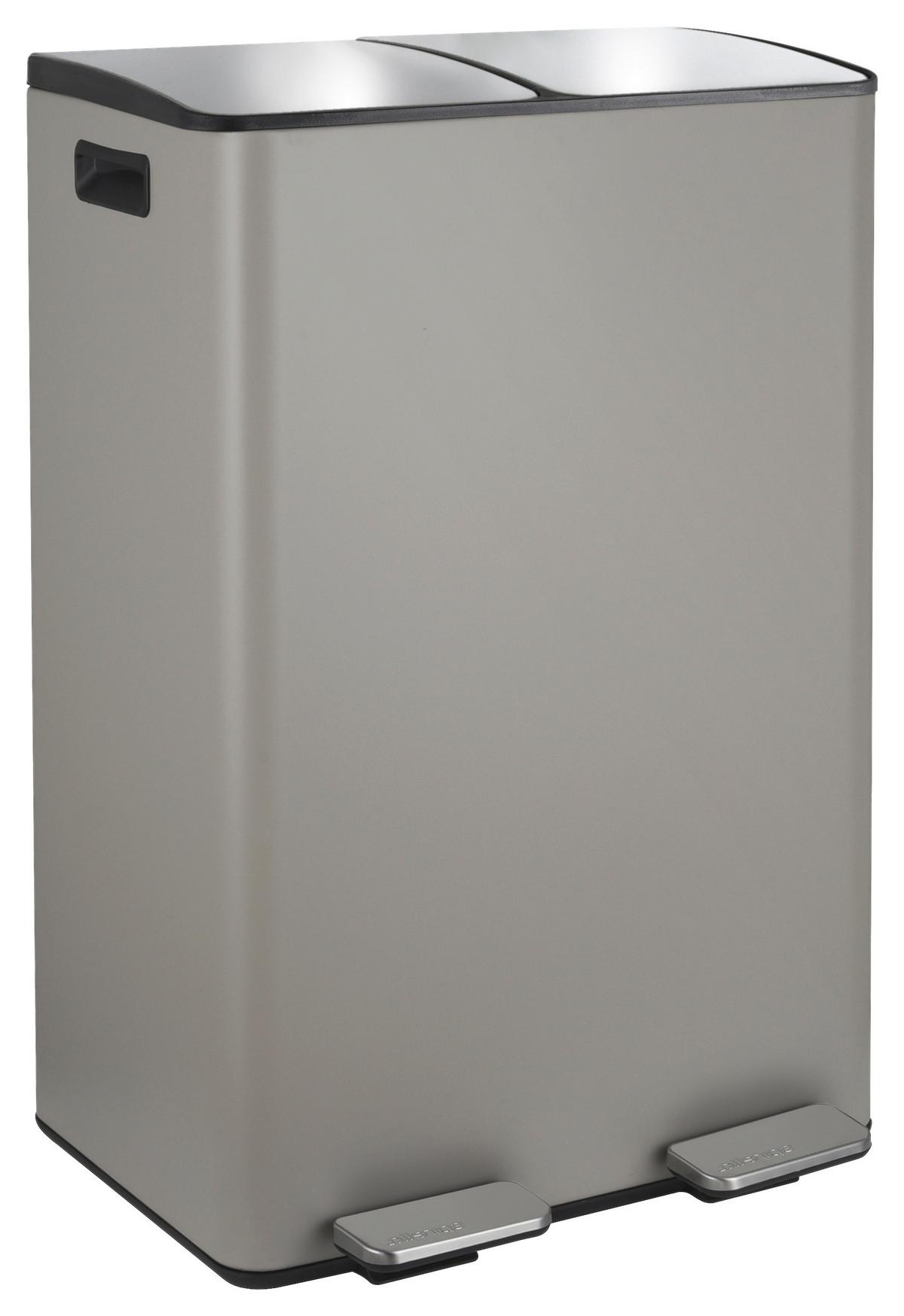 Treteimer Aliya 60l Taupe Metall Lbh: 45x30x71 Cm - Taupe/Schwarz, Basics, Kunststoff/Metall (45/30/71cm) - Spirella