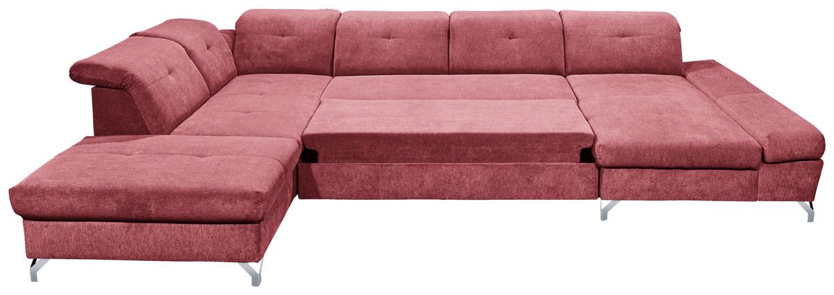 Ecksofa Melfi Beere U: 245 Cm - Beere/Silberfarben, MODERN, Textil (245/350/168cm) - MID.YOU